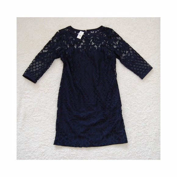 Ann Taylor Dresses & Skirts - Ann Taylor Loft Navy Blue Lace Shift Dress 0 NWT